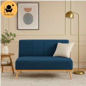 Fiorenze Harry 2-Seater Suede Fabric Sofa with Solid Wood Legs - Blue