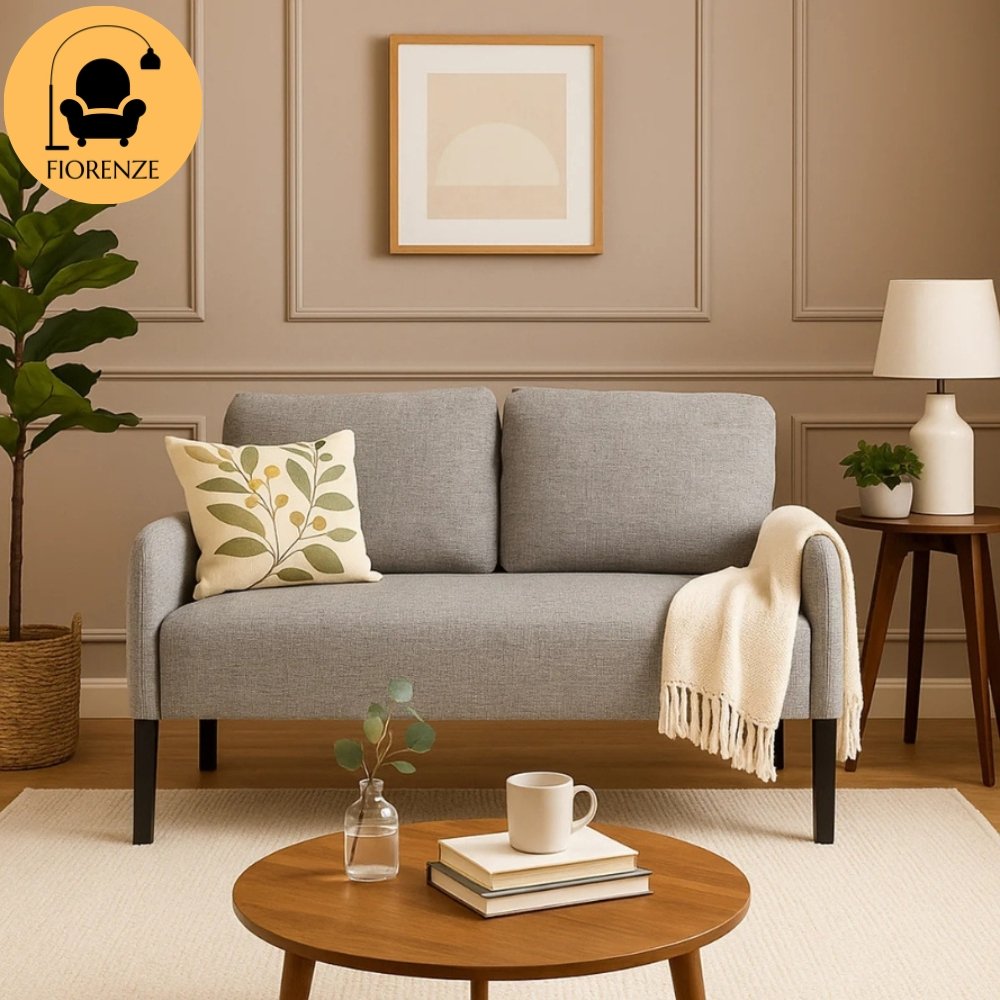 Fiorenze Billy 3-Seater Jute Fabric Sofa with Solid Wood Frame - Grey