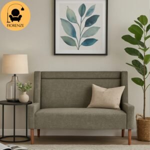 Fiorenze Vegon 3-Seater Jute Fabric Sofa with Solid Wood Legs - Olive Green